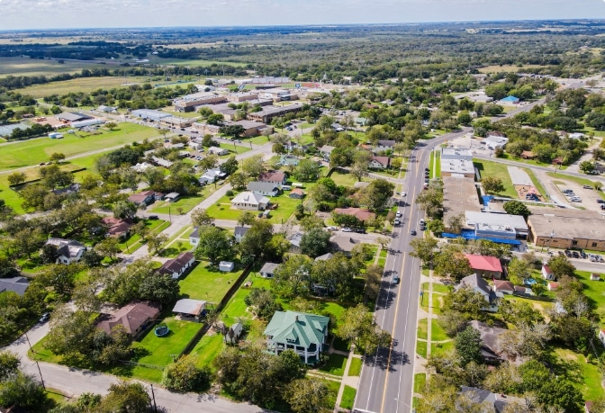 Arial view of Yoakum, TX